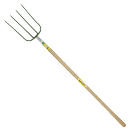 MANURE FORK 4 TINE LONG WOOD HANDLE-0